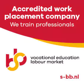 Accredited work placement company logo with s-bb.nl website. Accredited work placement company logo with s-bb.nl website.