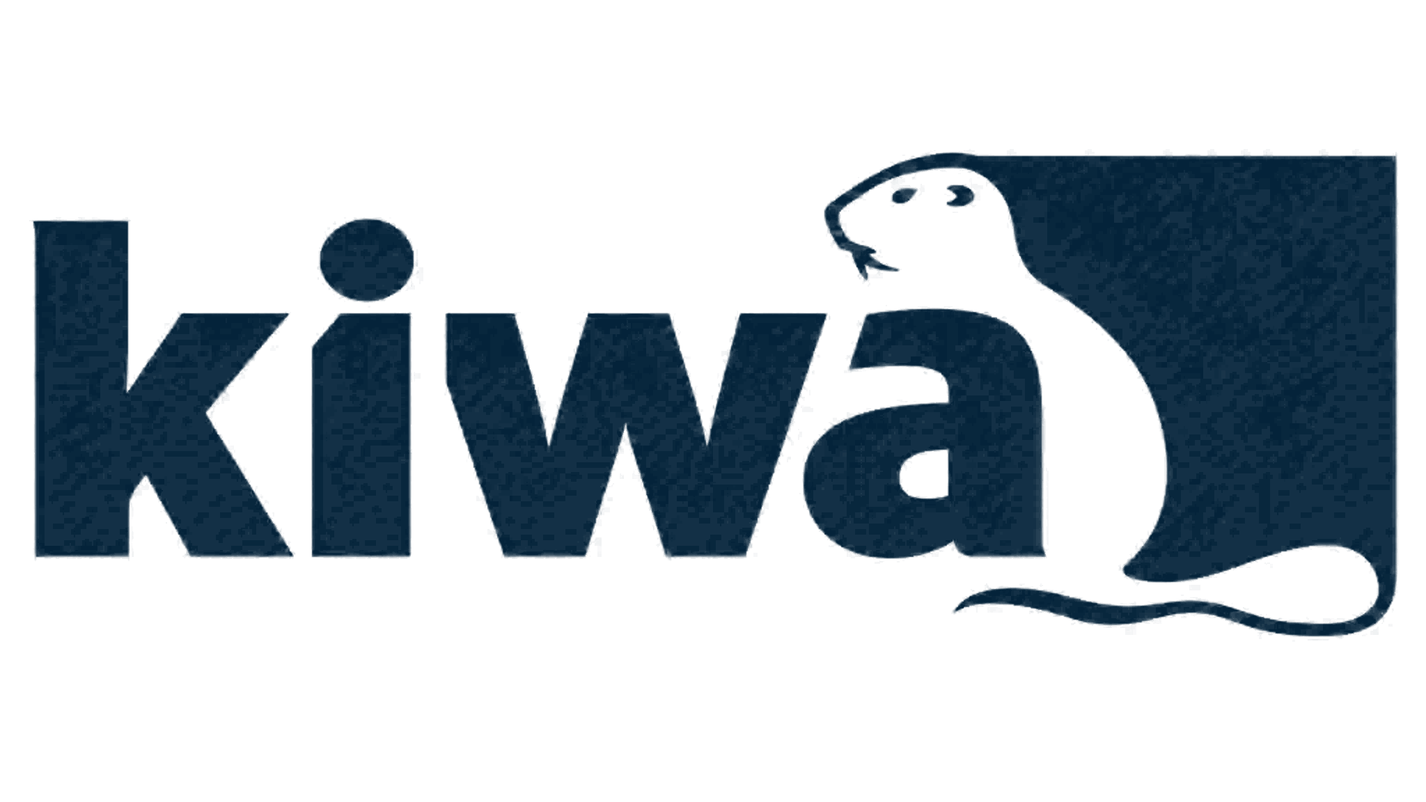 Logotipo de Kiwa con silueta de castor en azul oscuro.