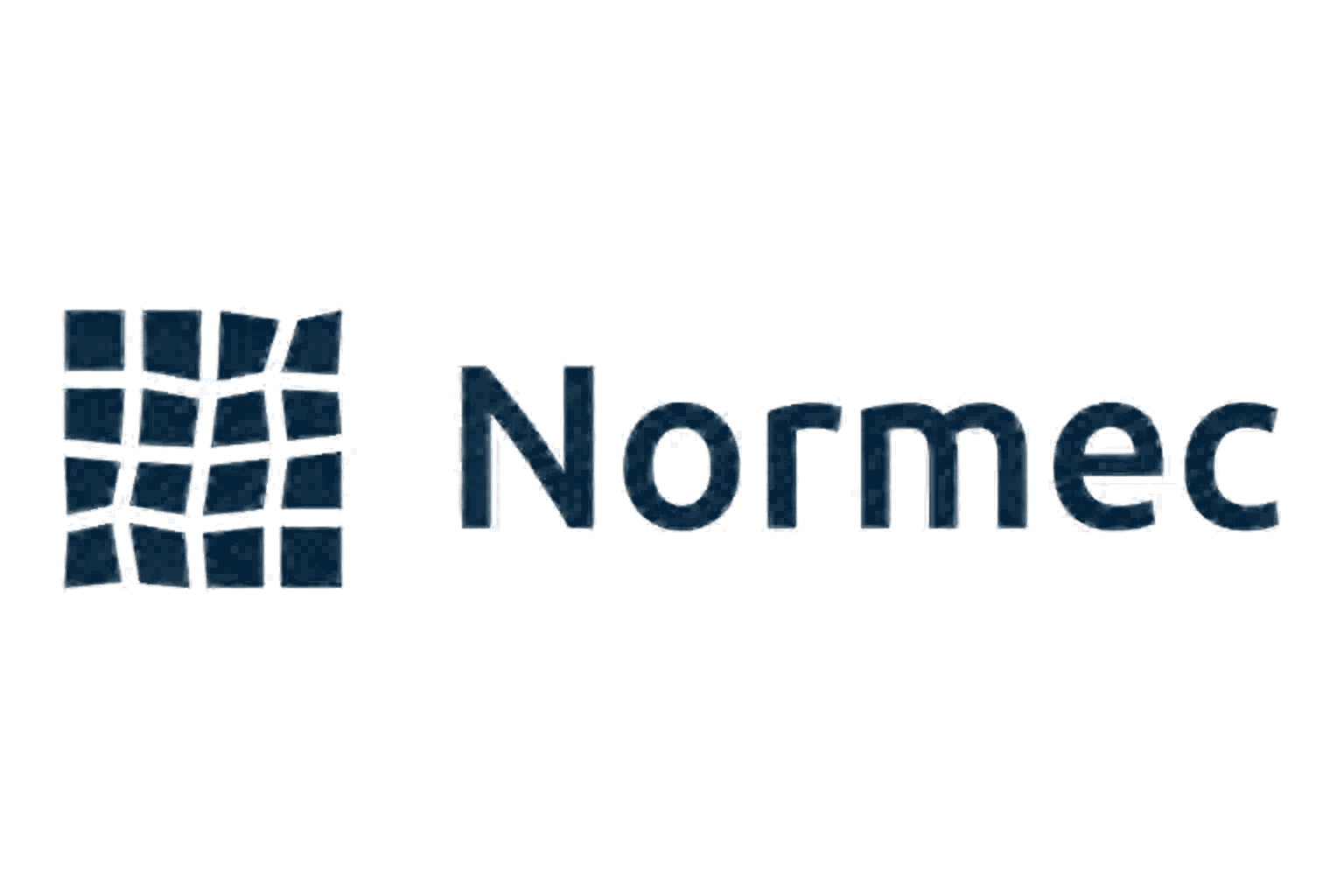 Logotipo de Normec con diseño de cuadrícula abstracta en azul oscuro.