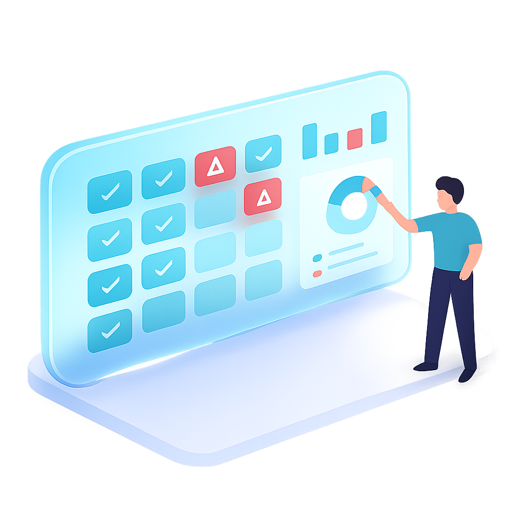 Person interacting with digital dashboard interface. Person interacting with digital dashboard interface.
