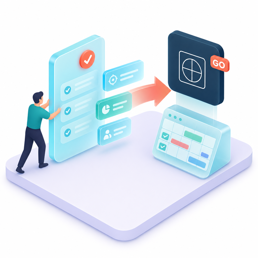 Person interacting with digital task management interface. Person interacting with digital task management interface.