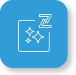 Icono azul con estrellas y el símbolo Z, esquinas redondeadas.