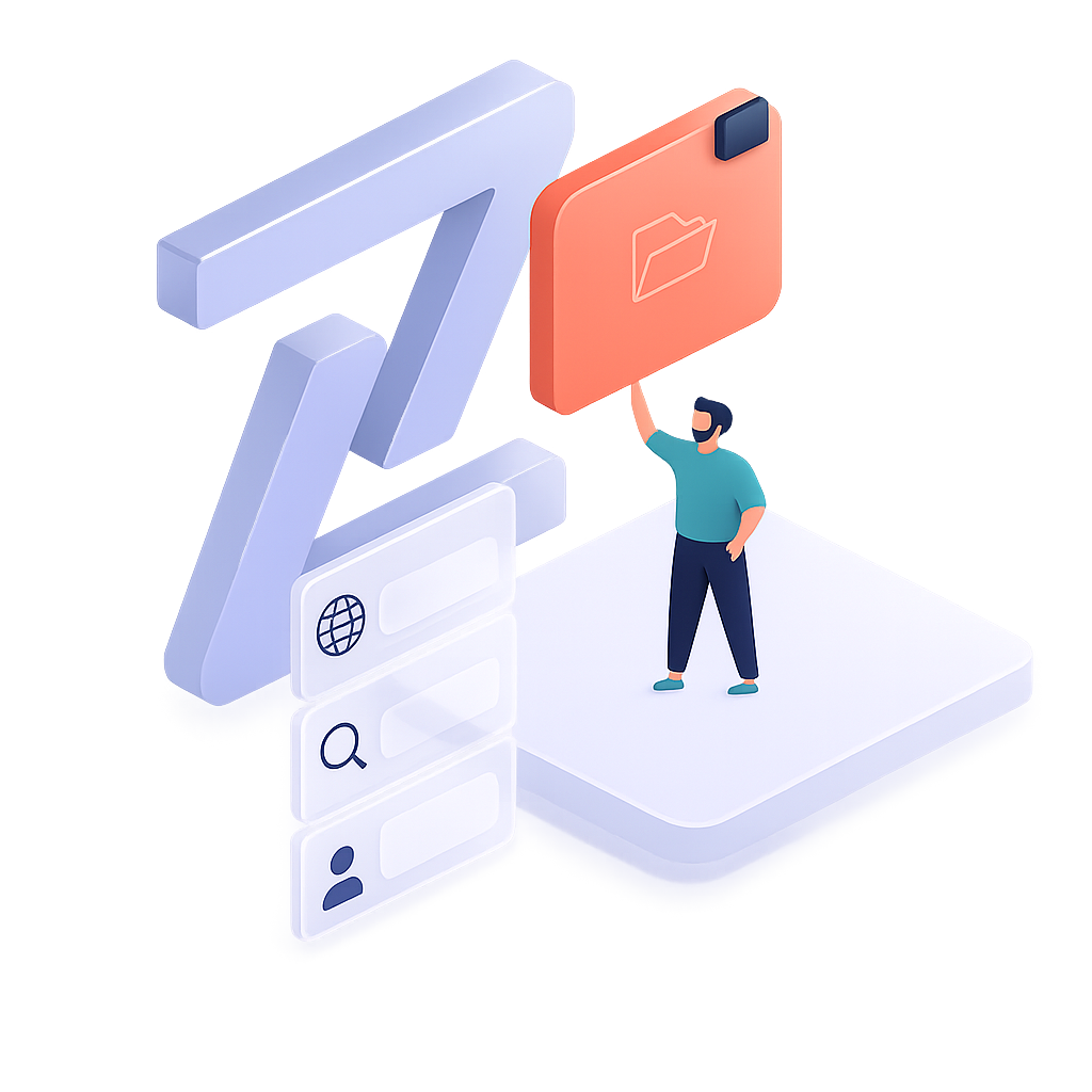 Illustration of person interacting with digital folder icon. Illustration of person interacting with digital folder icon.