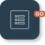 Checklist icon on dark blue background with orange GO label.