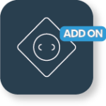Power socket icon with ADD ON label on dark background.